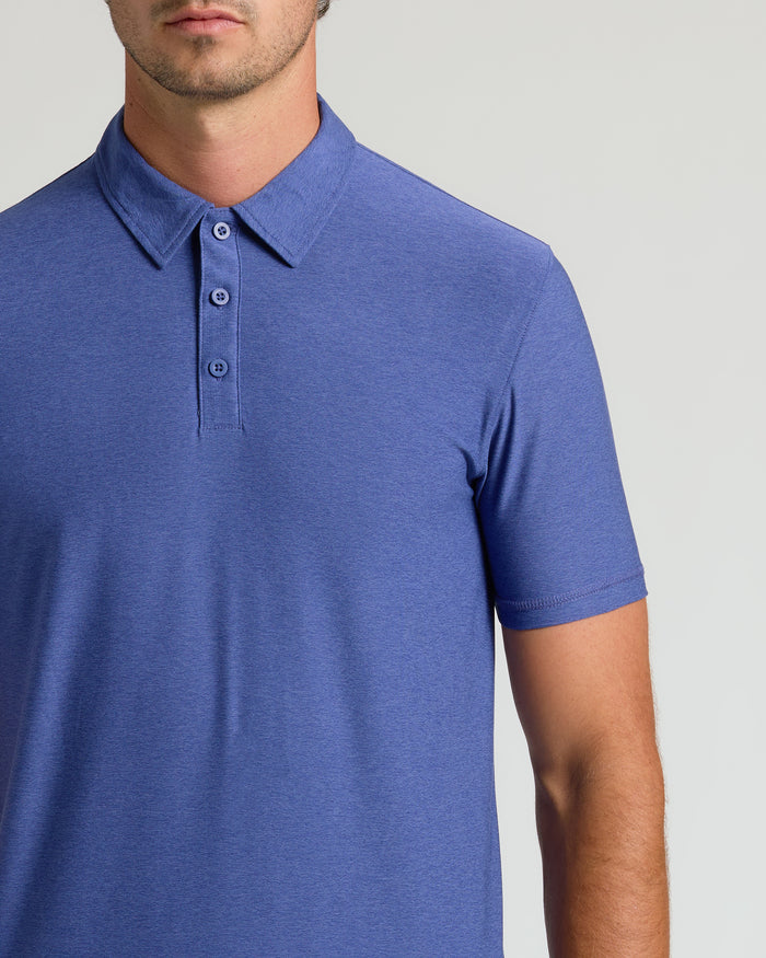 Cosmos Short Sleeve Tall Active Polo with collar and three-button placket.