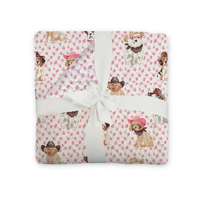 Cowboy Pups Quilted Baby Blanket #QD9869JBB