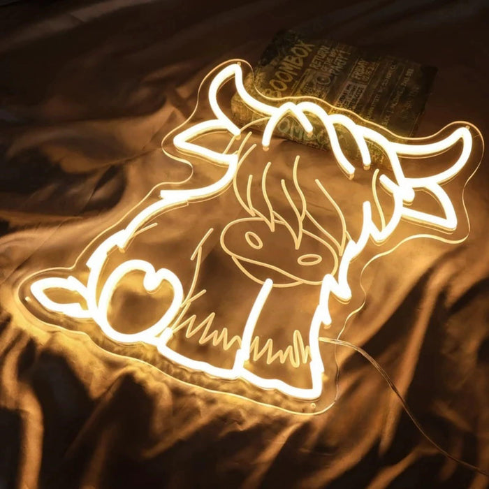 Creative Home LED Highland Cow Luminous Modeling Acrylic Ambience Light 🇨🇳