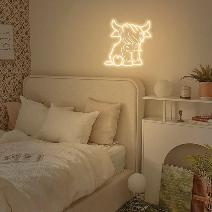 Creative Home LED Highland Cow Luminous Modeling Acrylic Ambience Light 🇨🇳