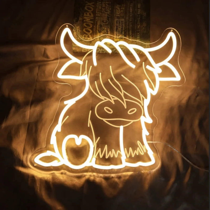 Creative Home LED Highland Cow Luminous Modeling Acrylic Ambience Light 🇨🇳