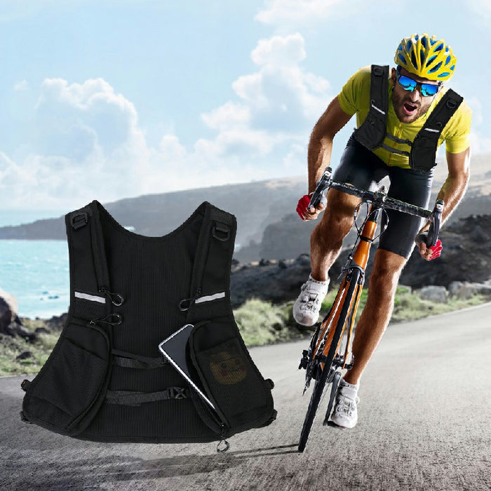 Cycling Running Vest Bag Reflective Hydration Vest Storage Bag Lightweight Backpack - Black 🇬🇧