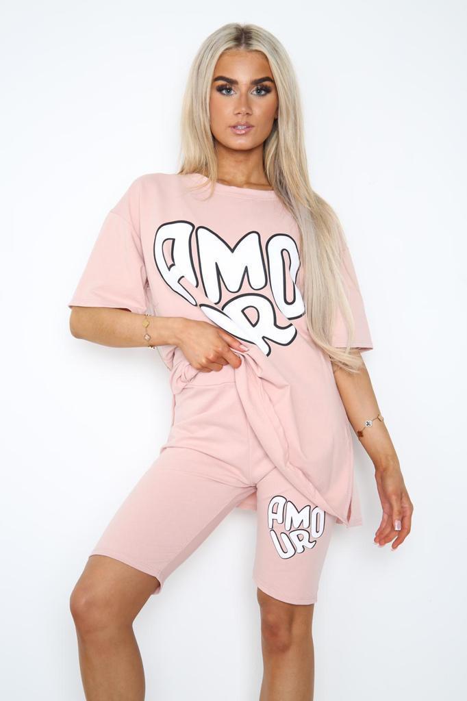 Amour Slogan / Pink / One Size UK Fit (Upto 14)