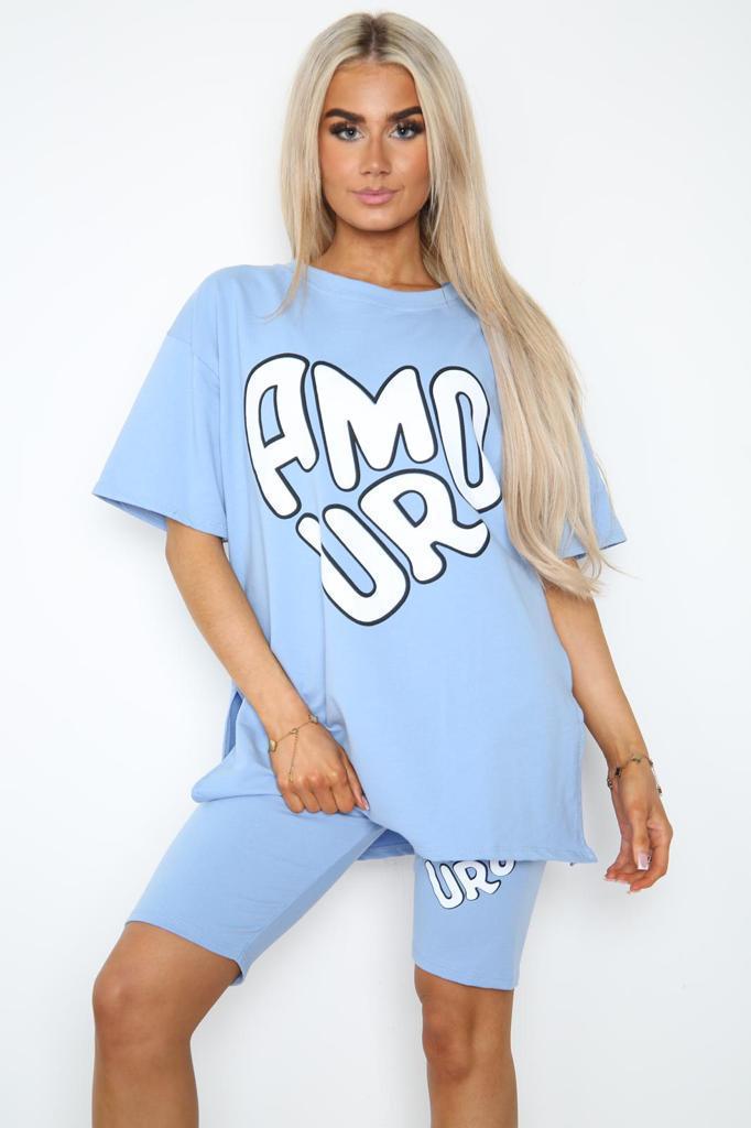 Amour Slogan / Sky Blue / One Size UK Fit (Upto 14)