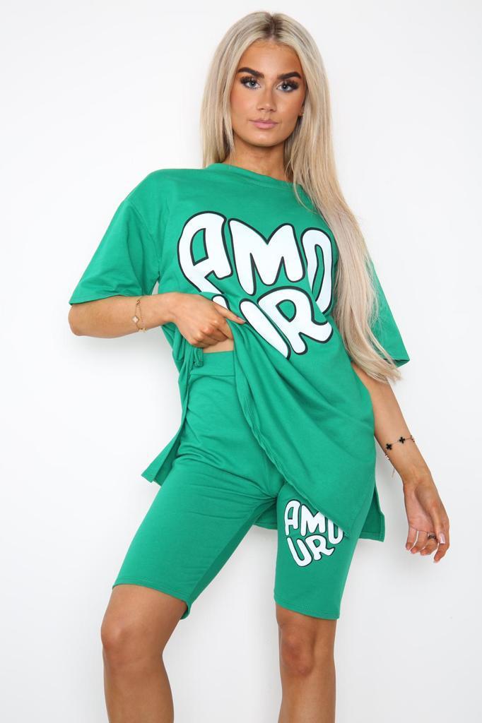 Amour Slogan / Jade Green / One Size UK Fit (Upto 14)