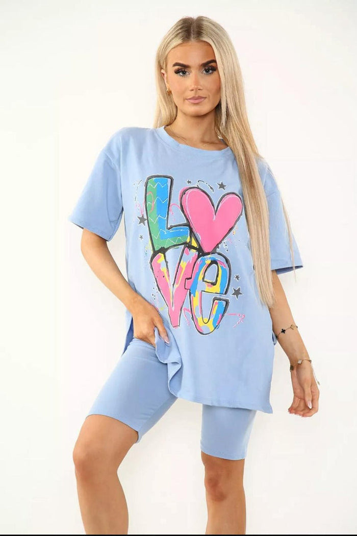 Love Slogan / Sky Blue / One Size UK Fit (Upto 14)