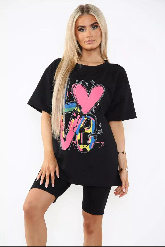 Love Slogan / Black / One Size UK Fit (Upto 14)