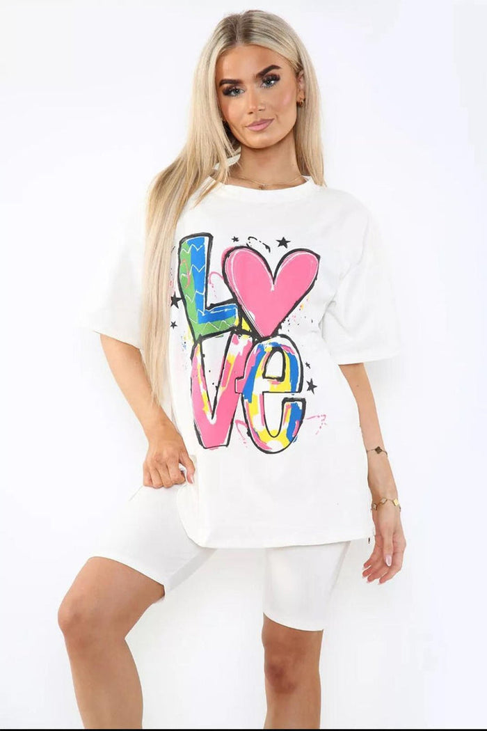 Love Slogan / Cream / White / One Size UK Fit (Upto 14)