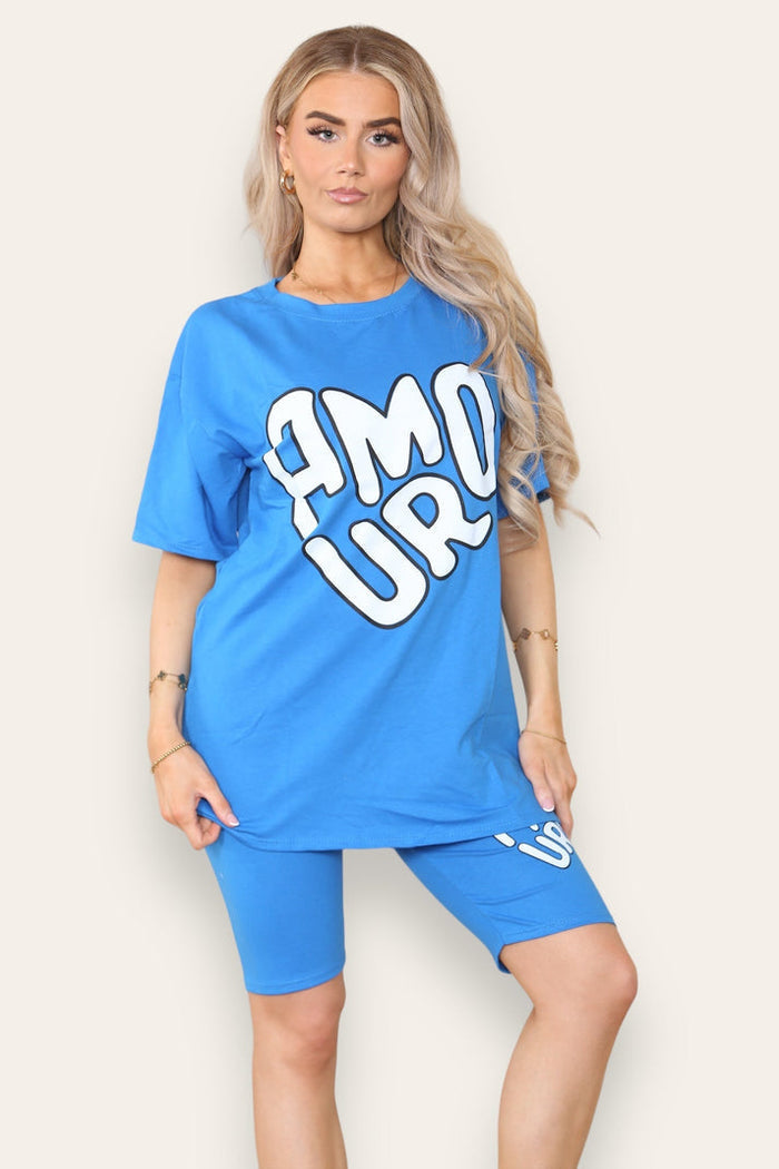 Amour Slogan / Royal Blue / One Size UK Fit (Upto 14)