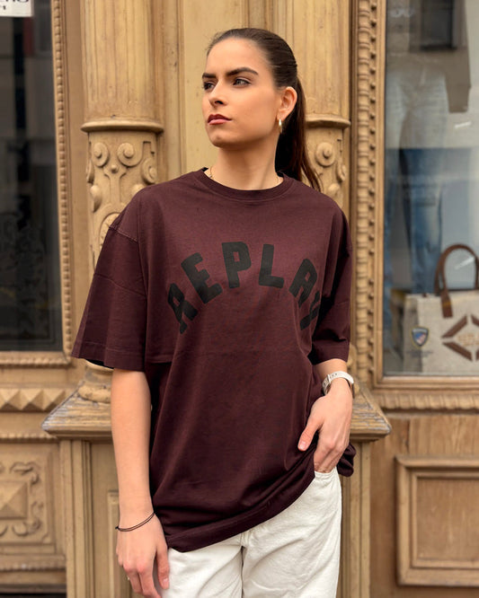 DÁMSKÉ OVERSIZED TRIČKO REPLAY S POTISKEM