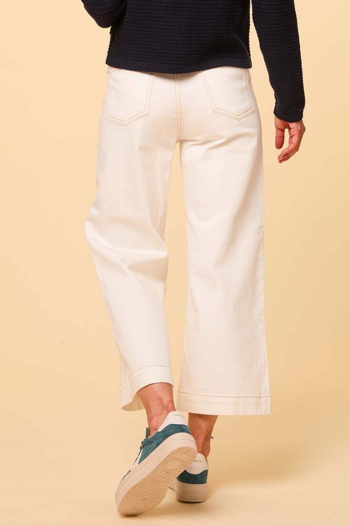 Denim Wide Leg Crop Jean | Ecru - Aspiga