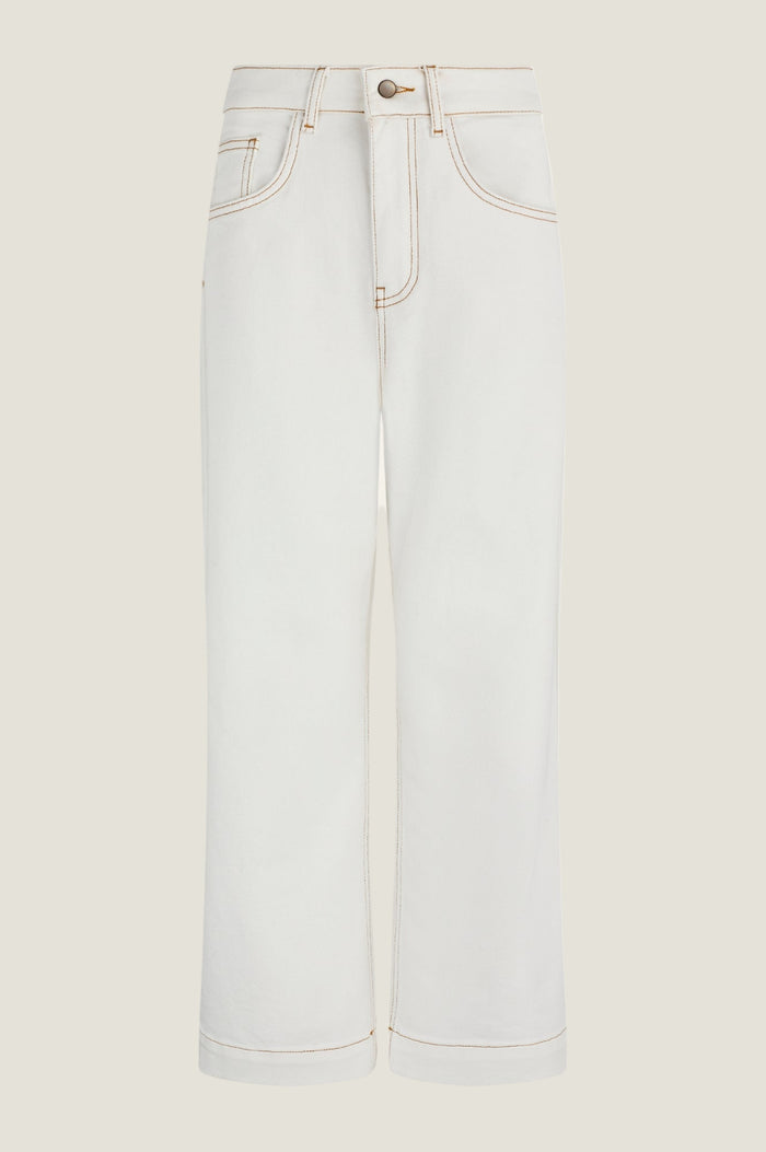 Denim Wide Leg Crop Jean | Ecru - Aspiga