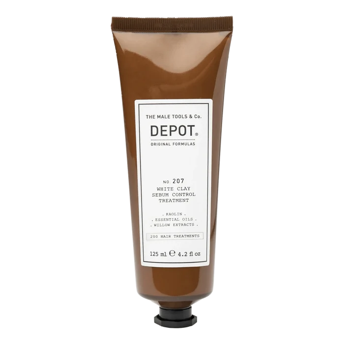 Depot No. 207 hvit leire sebumkontroll behandling i brun tub med svart lokk