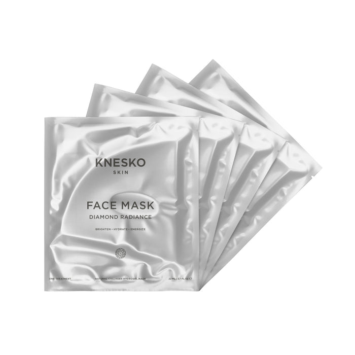 Diamond Radiance Face Mask - 4 Pack | Knesko skincare treatment in sleek silver packaging designed to brighten and hydrate skin for enhanced radiance.
