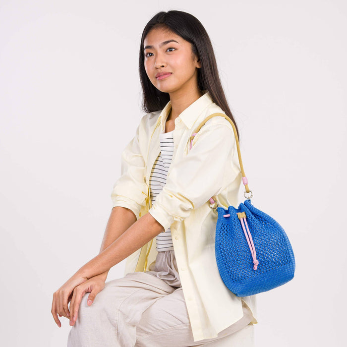 Drawstring Raffia Mini Bag