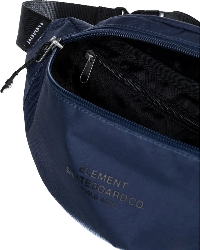 Navy blue waist bag with 'Element Skateboard Co' branding on a white background