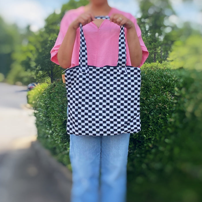 Ellison+Young Check Yourself Zipped Tote Bag