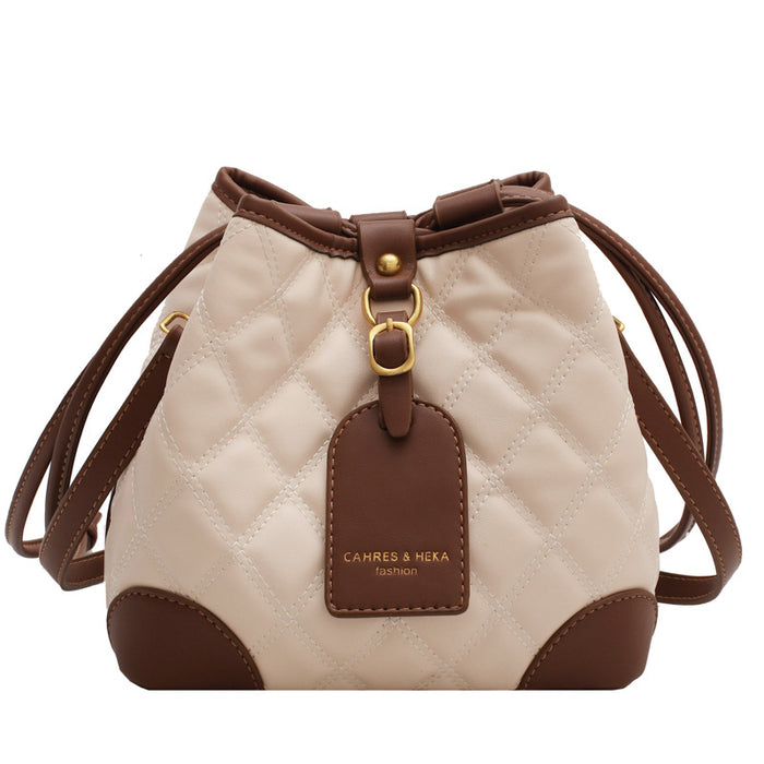 Fashion Rhombus Handbags Korean Style Temperament One-shoulder Bucket Bag