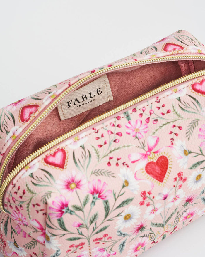 Floral Heart Pink Pouch