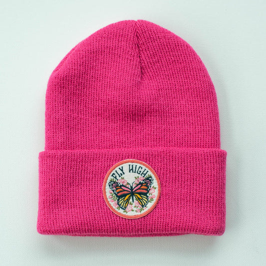 Fly High Butterfly - Fuchsia Kids Beanie