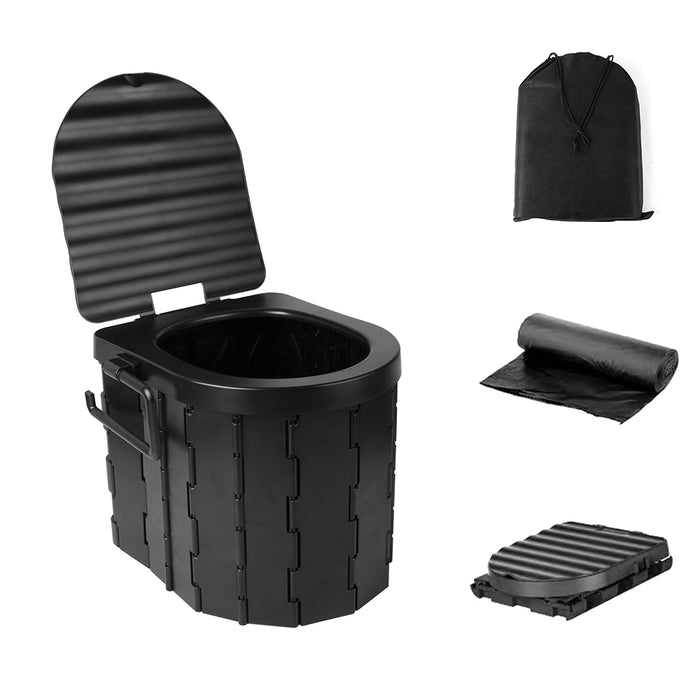 Folding Toilet Car Outdoor Travel Potty Portable for Camping Hiking Beach with 12 Garbage Bags 🇬🇧