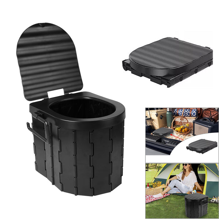 Folding Toilet Car Outdoor Travel Potty Portable for Camping Hiking Beach with 12 Garbage Bags 🇬🇧