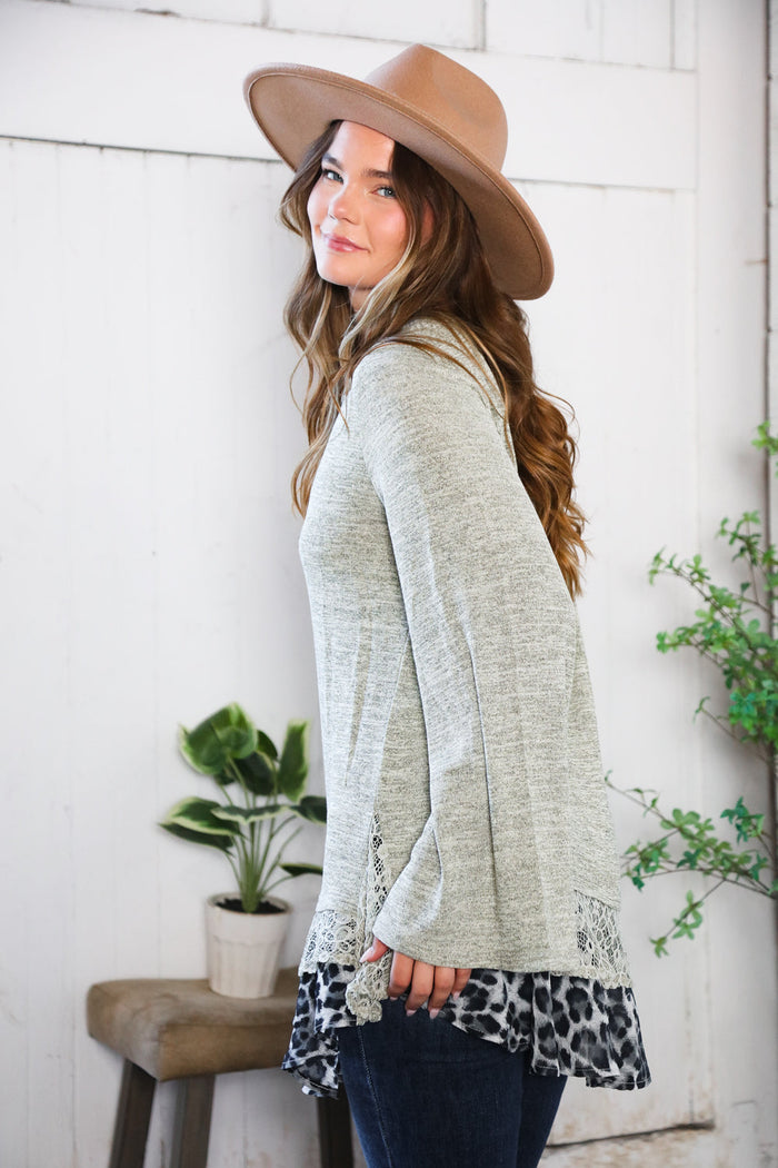 For the Love of Lace Leopard Trim Sweater