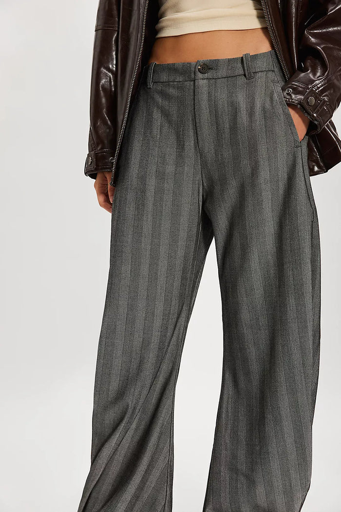 Free People Spotlight Barrel Pinstripe Trousers