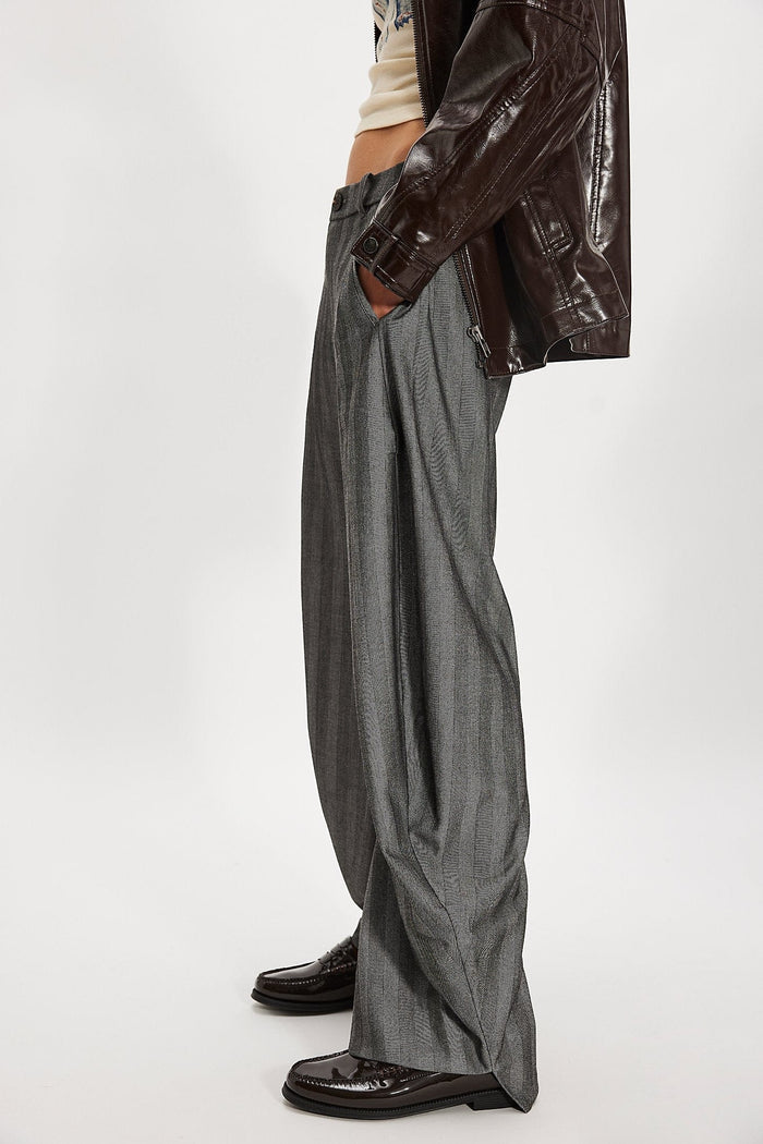 Free People Spotlight Barrel Pinstripe Trousers