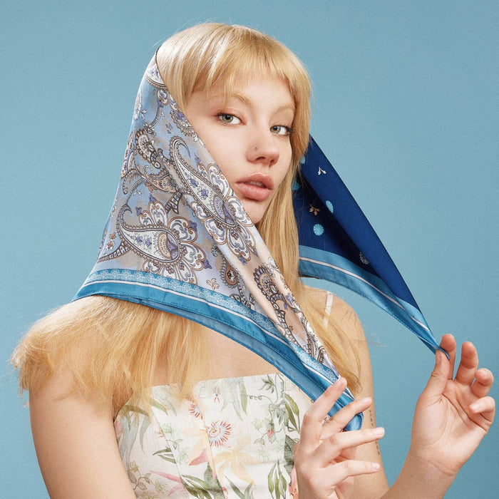 Frem NYC Paisley Polka Dot Satin Scarf - Multiple Colors!