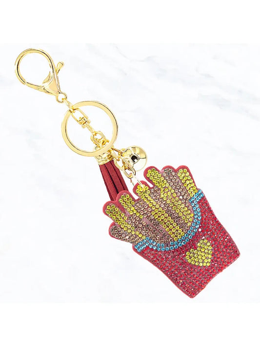 French Fries Glitter Keychain