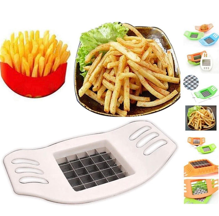 French Fry Potato Chipper Vegetable Fruit Cutter and Chopper Useful Kitchen Tool Random Colours 🇬🇧