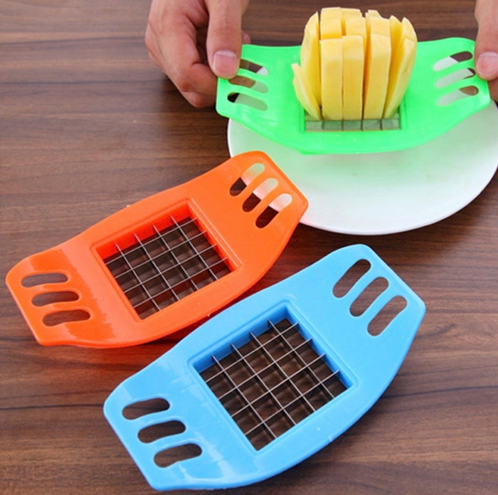 French Fry Potato Chipper Vegetable Fruit Cutter and Chopper Useful Kitchen Tool Random Colours 🇬🇧
