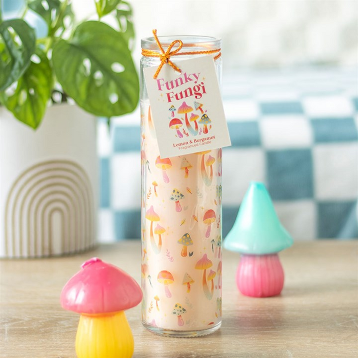 Funky Fungi Mushroom Print Tube Candle 🇬🇧