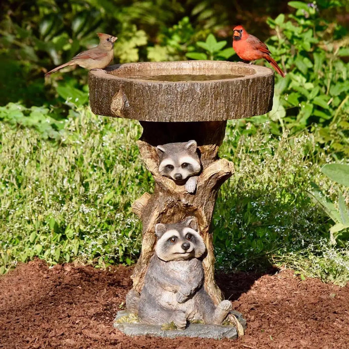 Garden Decoration Raccoon Resin Ornaments Handicraft Gardening Bird Drinking Ornaments 🇨🇳
