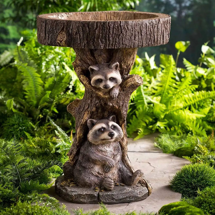 Garden Decoration Raccoon Resin Ornaments Handicraft Gardening Bird Drinking Ornaments 🇨🇳