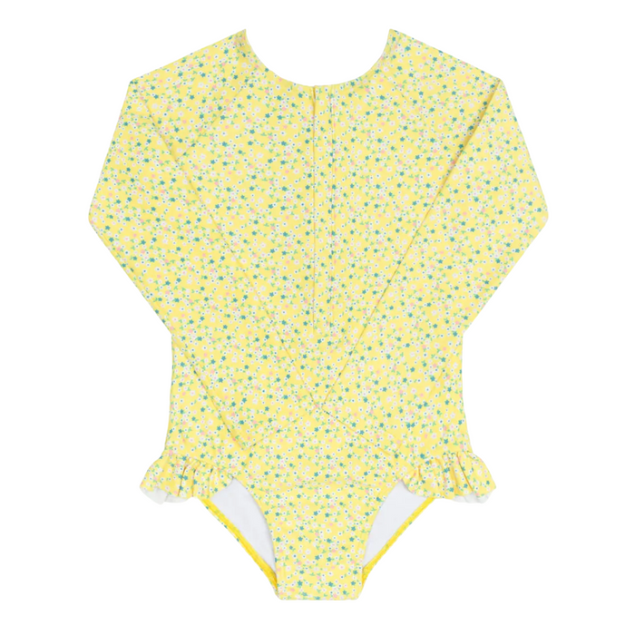girls petite fleur front zip rashguard one piece