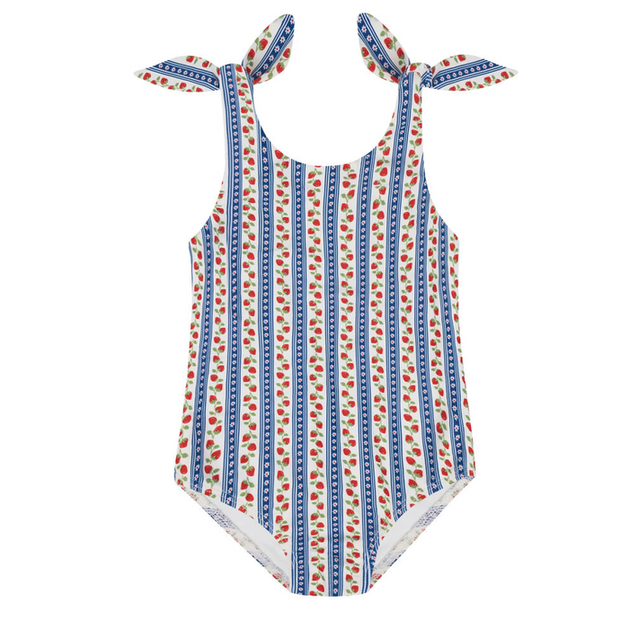 girls strawberry patch tie knot one piece