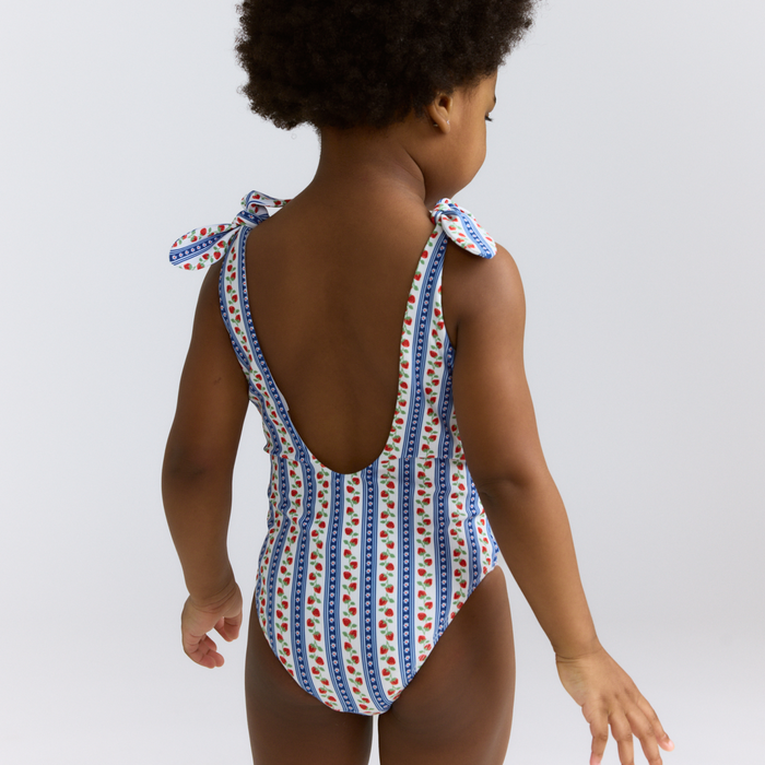 girls strawberry patch tie knot one piece