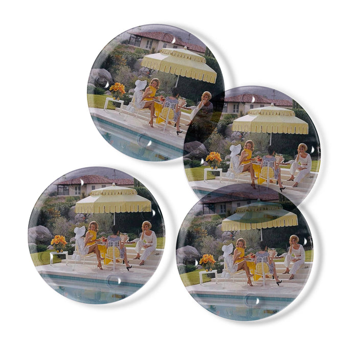 Glass Coasters S/4- Poolside Umbrella