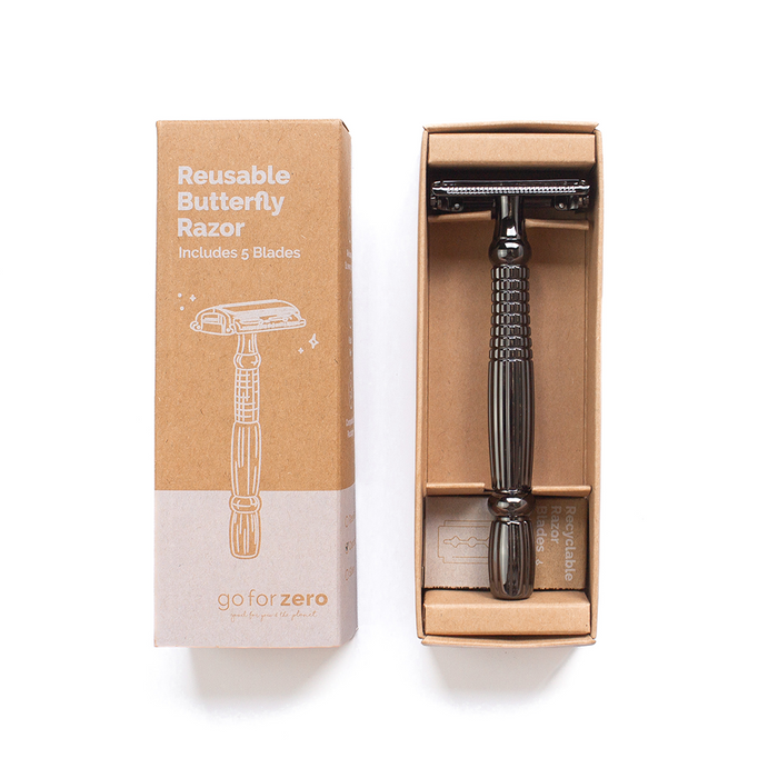 Go-For-Zero-Butterfly-Reusable-Safety-Razor-Black-Boxed