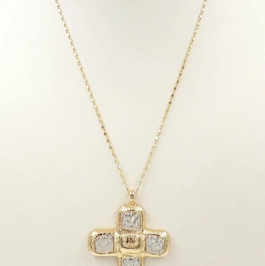 Gold Chain with Squared Pearl and Gold 16"-18" Necklace