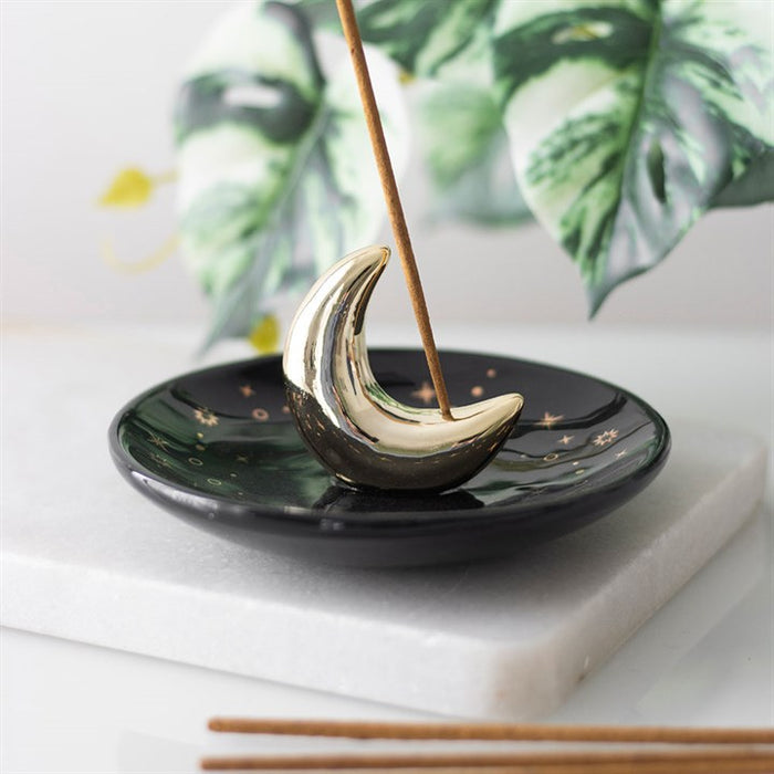 Gold Crescent Moon Incense Stick Holder 🇬🇧