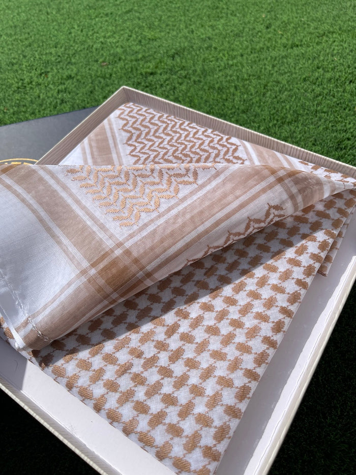 Gold Luxury Keffiyeh – Traditional Stiff Cotton Scarf
