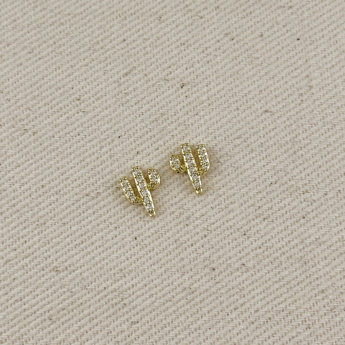 GoldFi 18k Gold Filled Cactus Stud Earrings With Micro Cubic Zirconia Stones