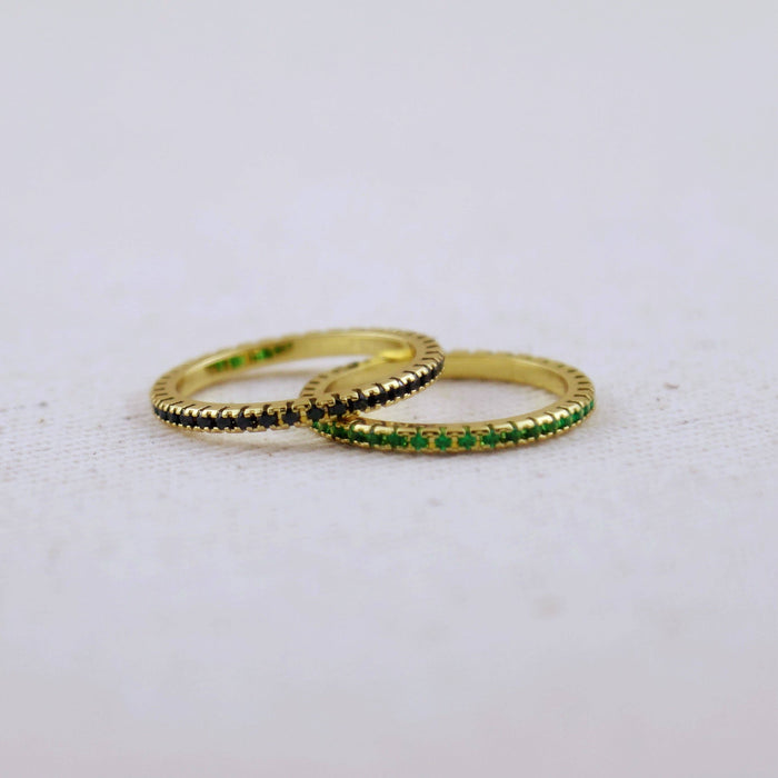 GoldFi 18k Gold Filled Colored Eternity Micro Cubic Zirconia Stone Ring