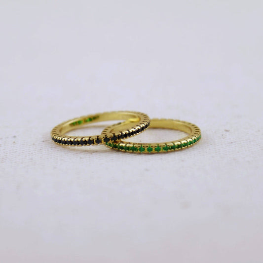 GoldFi 18k Gold Filled Colored Eternity Micro Cubic Zirconia Stone Ring