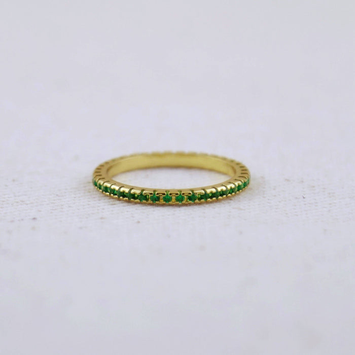 GoldFi 18k Gold Filled Colored Eternity Micro Cubic Zirconia Stone Ring