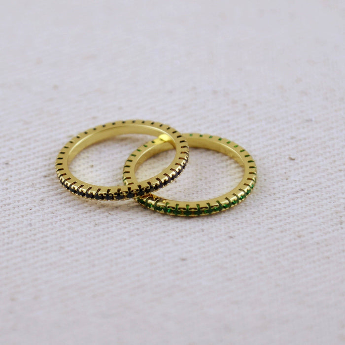 GoldFi 18k Gold Filled Colored Eternity Micro Cubic Zirconia Stone Ring