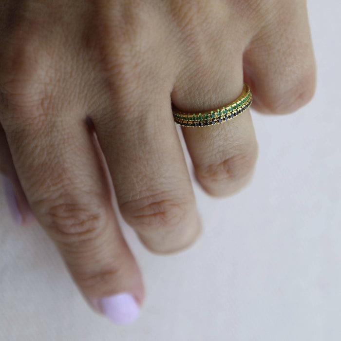 GoldFi 18k Gold Filled Colored Eternity Micro Cubic Zirconia Stone Ring